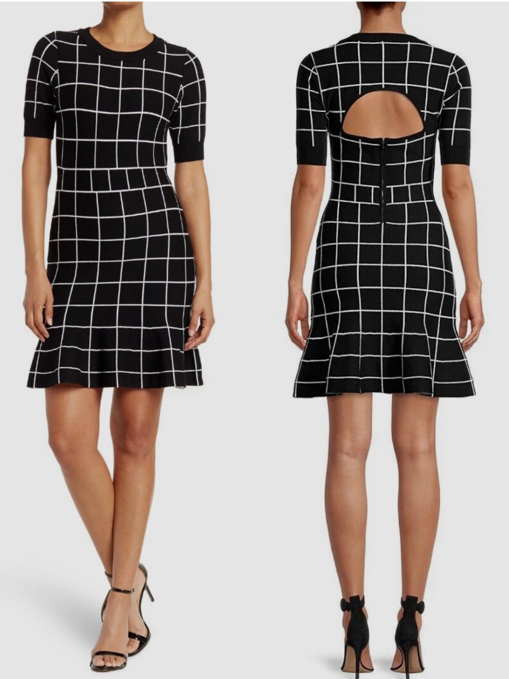 Milly Windowpane Jacquard Mini Dress